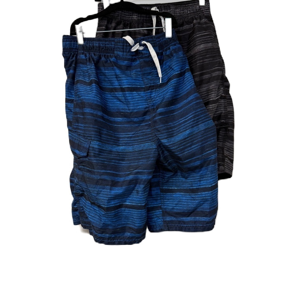 Boys Blue & Black Board shorts Bundle of 2with Elastic Waistband & Drawstring XL